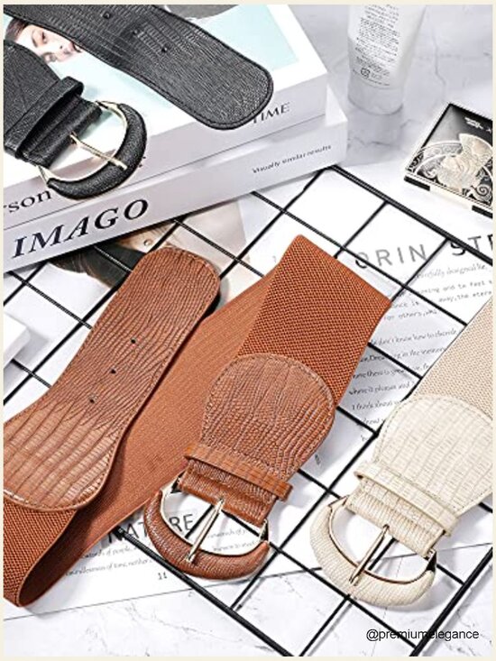 3 Pack Women Wide Elastic Cinch Waist Belt Stretchy Dress Belt main image 5